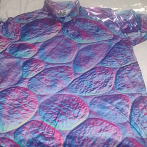 Play‎ Loud Golf Men's Polo Shirt 2XL Multicolor Psychedelic Abstract Pattern EUC